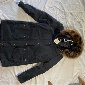 Barbour Faux Fur-Trim Waxed Cotton Jacket